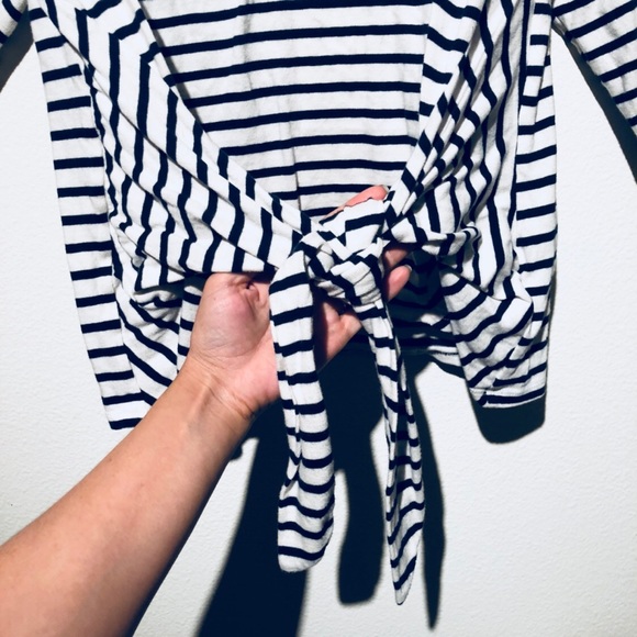 Nautical Blue Striped Top w/ front/back tie - Picture 3 of 5